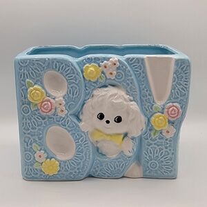 Charming Blue Floral Dog Vase